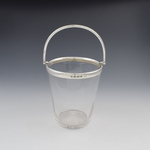 Fine Edwardian Sterling Silver Mounted Cut Glass Ice Pail Bucket