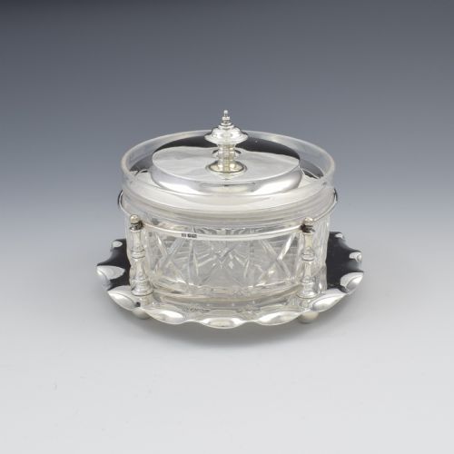 fig 1. Fine Edwardian Sterling Silver & Cut Glass Butter Dish