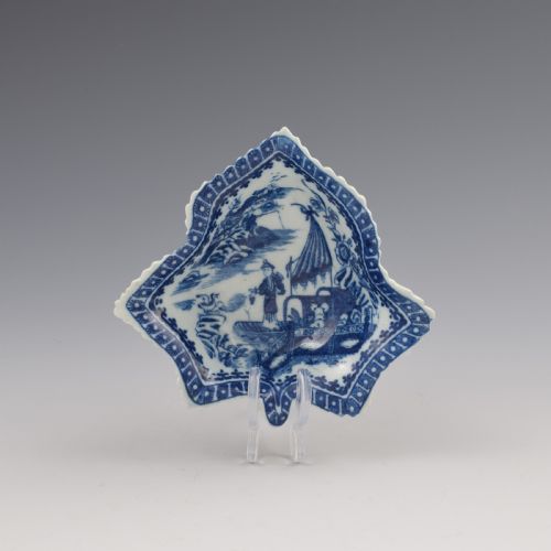 Caughley Porcelain Large Leaf Shaped Pickle Dish Fisherman Pattern C.1780