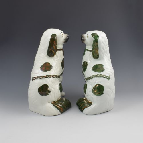 fig 1. Pair Of Copper Lustre Staffordshire Spaniel Dogs c.1890
