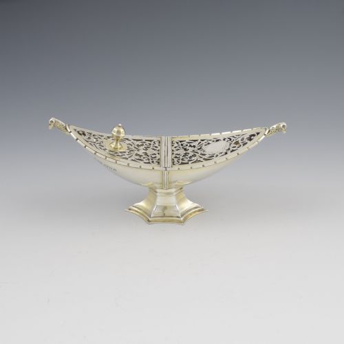 Unusual Art Deco Silver Pot Pourri After Ramsey Abbey Incense Boat