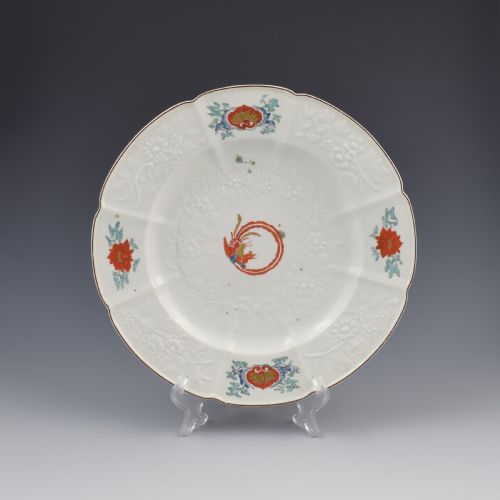 Chelsea Porcelain Kakiemon Damask'd Plate Coiled Phoenix C.1754