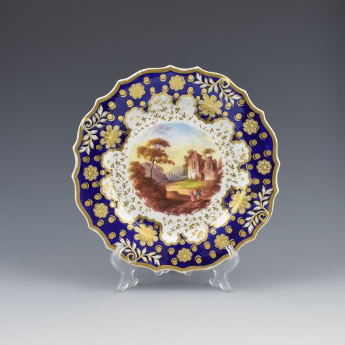 Regency Ridgway Porcelain Loop Sprigged Landscape Dessert Plate 941