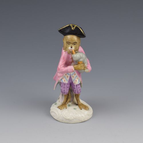 Dresden Porcelain Monkey Band Figure Bagpipes Player