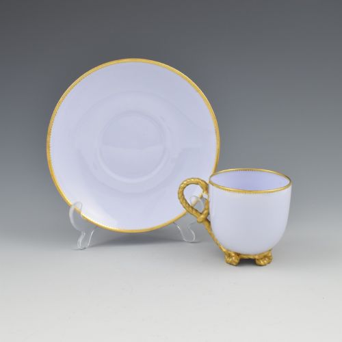Victorian Brown Westhead & Moore Lilac Rope Twist Cup & Saucer 1