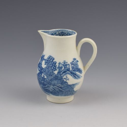 Caughley Porcelain Rare Fenced Garden Pattern Sparrow Beak Milk Jug C.1780