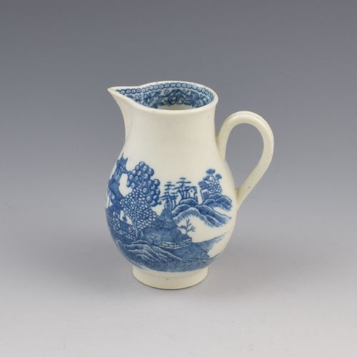 fig 1. Caughley Porcelain Rare Fenced Garden Pattern Sparrow Beak Milk Jug c.1780