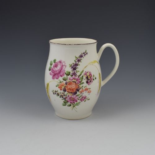 Early Derby Porcelain Large Ovoid Barrel Shaped Mug C.1760