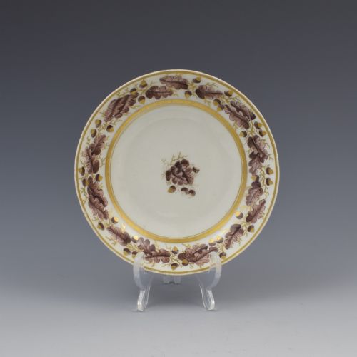fig 1. New Hall Porcelain Bute Cup & Saucer Pattern 302 Oak Leaves c.1800