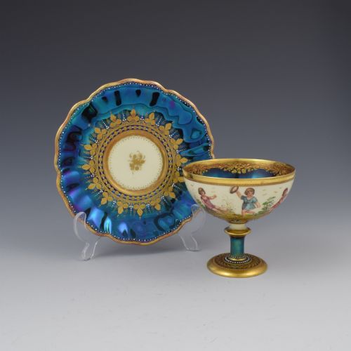 Richard Wehsner Dresden Iridescent Sorbet / Sherbert Cup & Saucer