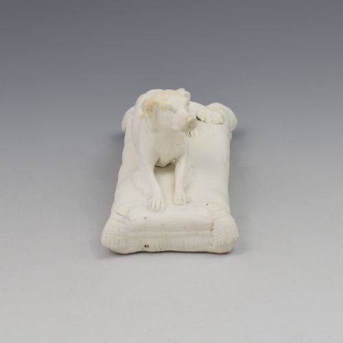 fig 1. Minton Parian Biscuit Figure Of A Recumbent Setter Dog Ex. D. G. Rice Collection