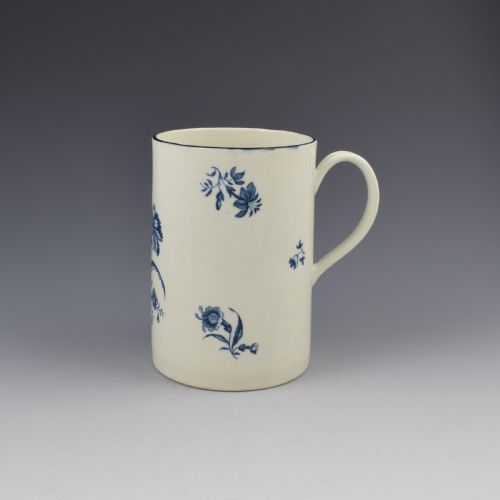 First Period Worcester Porcelain Large Beer Mug / Tankard Gilliflower Print C.1770