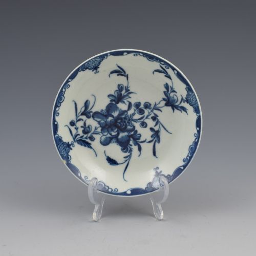 First Period Worcester Porcelain Mansfield Pattern Saucer C.1770