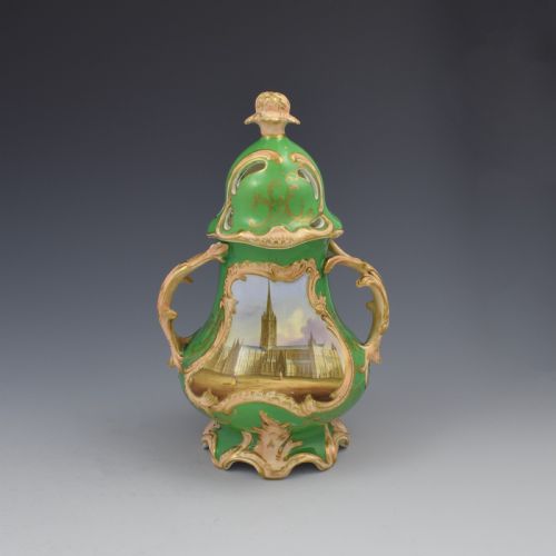 Samuel Alcock Porcelain Pot Pourri Vase & Cover View Salisbury Cathedral