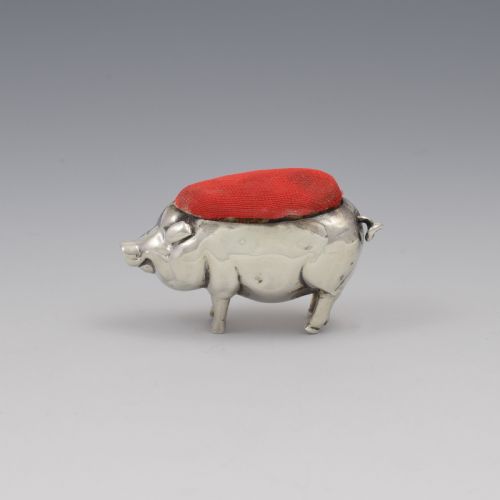 Edwardian Novelty Silver Pig Pin Cushion Henry Matthews 1903