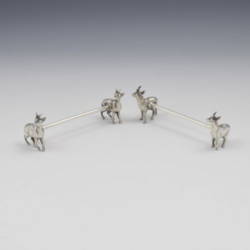 Pair of Wmf Silver Plated Goat Novelty Knife Rests C.1880