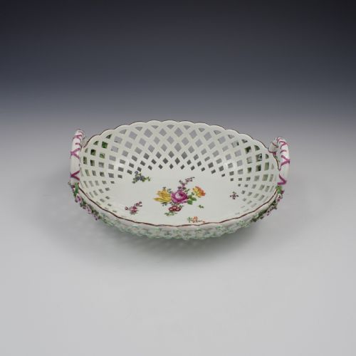 Fine Large Chelsea Red Anchor Porcelain Basket C.1750-1758
