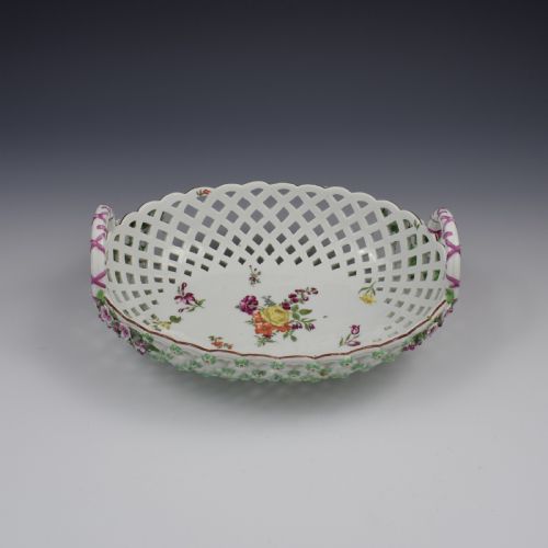 Fine Large Chelsea Red Anchor Porcelain Basket C.1750-1758