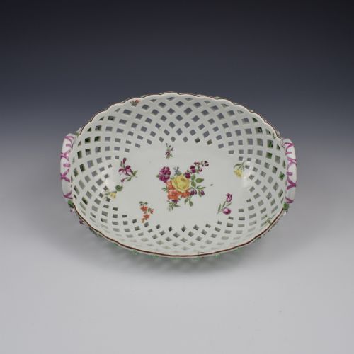 fig 1. Fine Large Chelsea Red Anchor Porcelain Basket c.1750-1758