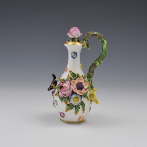 Spode Porcelain Bird & Flower Encrusted Scent / Perfume Bottle
