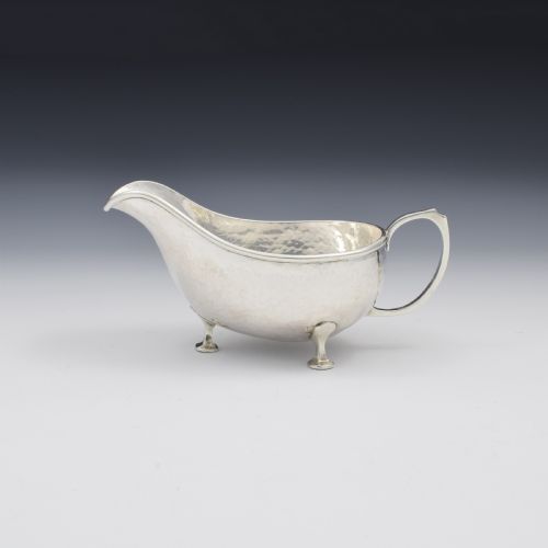 Art & Crafts A. E. Jones Planished Silver Sauce Boat