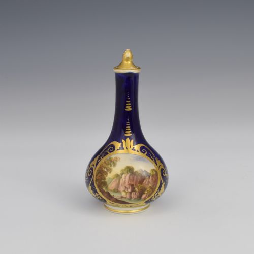 Georgian Derby Porcelain Scent Bottle Landscape View C.1815