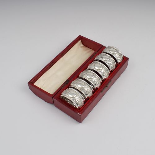 Victorian Cased Set of Six Silver Napkin Rings