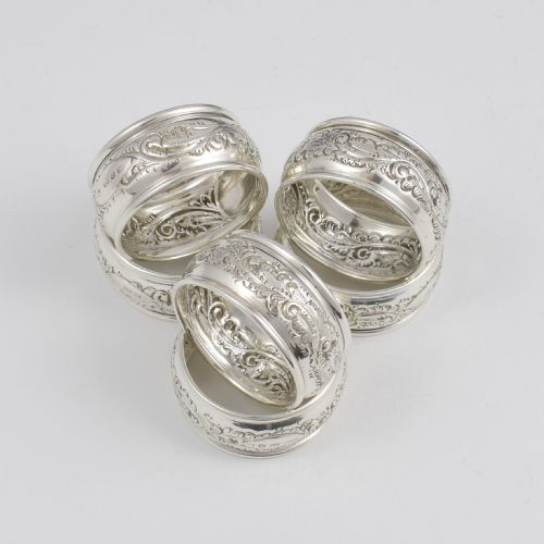 fig 1. Victorian Cased Set Of Six Silver Napkin Rings