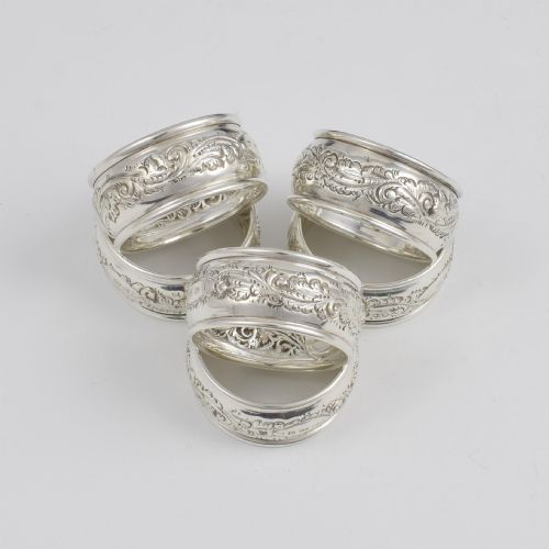 fig 2. Victorian Cased Set Of Six Silver Napkin Rings