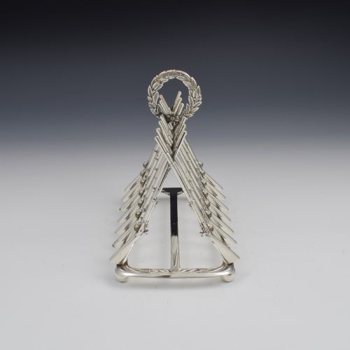 fig 1. Rare Victorian Silver Plated Rifle Toast Rack Registered Design 1871