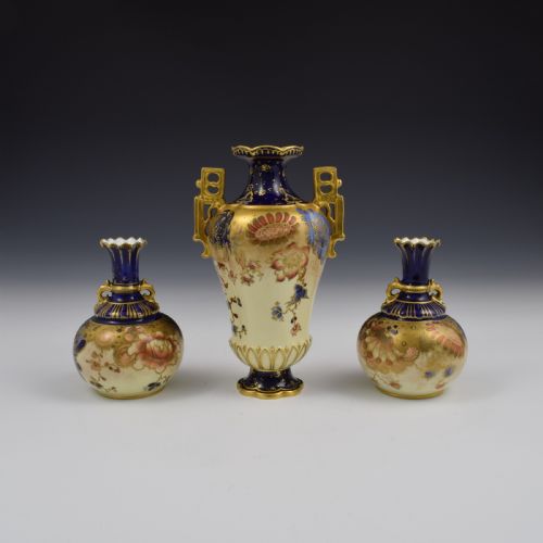 Victorian Royal Crown Derby Garniture of Porcelain Vases 2553