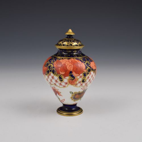 Antique Edwardian Royal Crown Derby Miniature Vase & Cover Pattern 2444