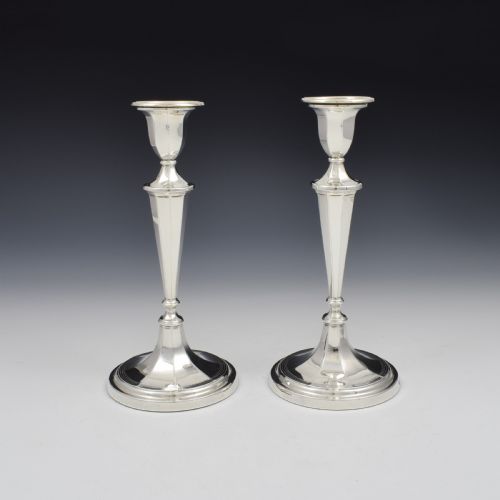 Pair of Silver Candlesticks 8 1/4" Fordham & Faulkner Sheffield 1911