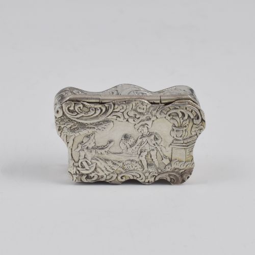 Edwardian Embossed Dutch Miniature Silver Pill Box