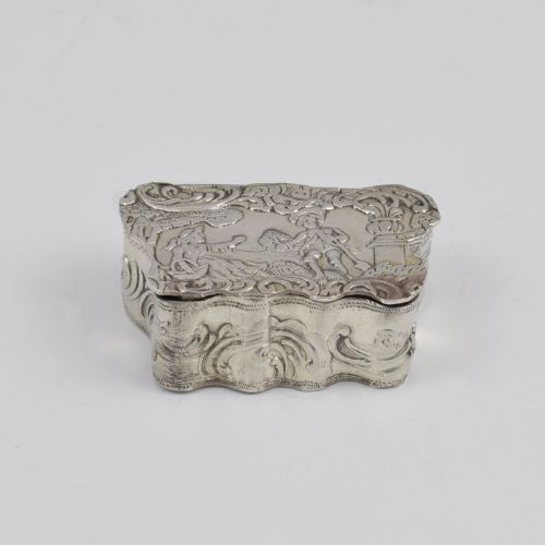 fig 1. Edwardian Embossed Dutch Miniature Silver Pill Box