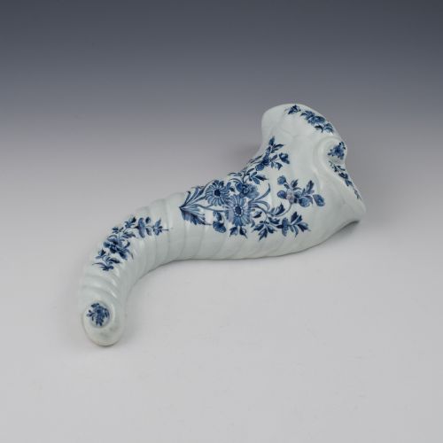 fig 1. Rare First Period Worcester Porcelain Daisy Pattern Cornucopia Wall Pocket c.1760