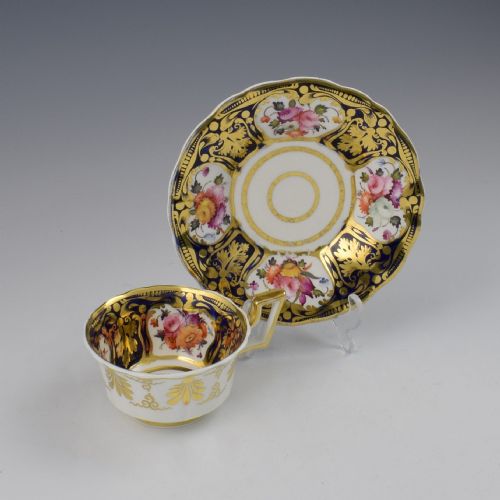 Fine Coalport Antique Shape Porcelain Tea Cup & Saucer Pattern 2/26 C.1825