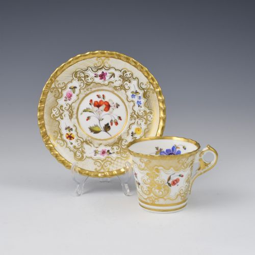 fig 1. Chamberlain Worcester Porcelain New Gadroon Tournay Shape Cup & Saucer c.1820