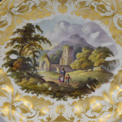 fig 1. Derby Porcelain Dessert Dish George Robertson Landscape View In Italy c.1815