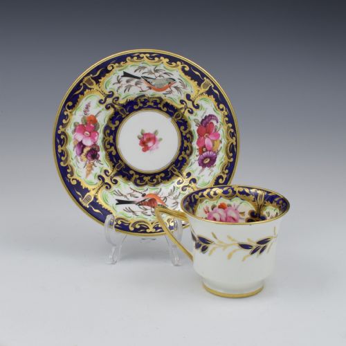 Coalport Porcelain Coffee Cup & Saucer Bird Pattern 759 C.1820