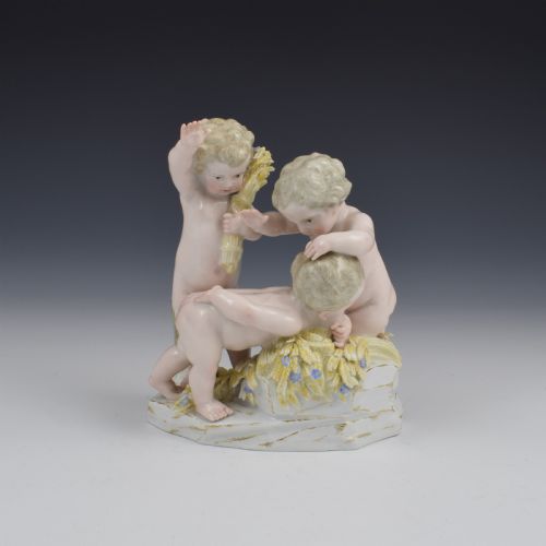 Meissen Porcelain Figure Group of Putti as Summer C.1860