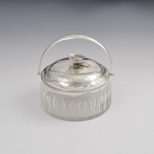 Victorian Aesthetic Movement Silver & Cut Glass Preserve / Jam Jar