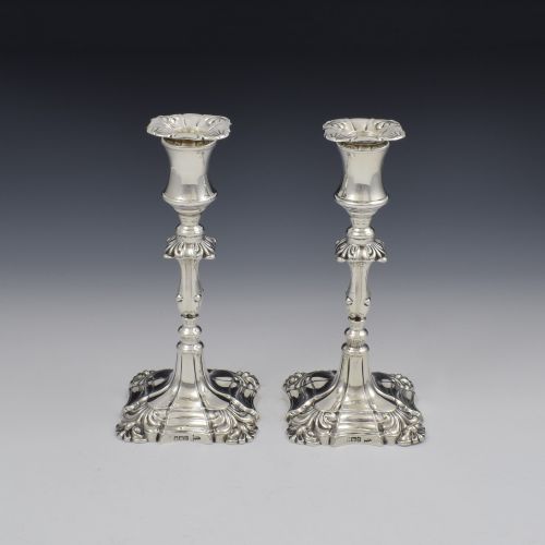 Pair of Edwardian Art Nouveau Silver Candlesticks Walker & Hall 1902