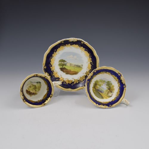 Grainger Worcester Porcelain Cup & Saucer Landscape Trio Pattern 1933 C.1835