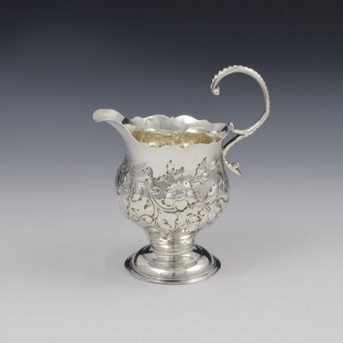Georgian Silver Embossed Pedestal Cream Jug C.1773