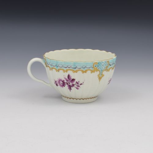 First Period Worcester Porcelain Sevres Style Fluted Tea Cup C.1775