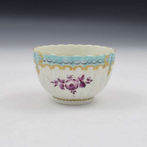fig 1. First Period Worcester Porcelain Sevres Style Fluted Tea Cup c.1775