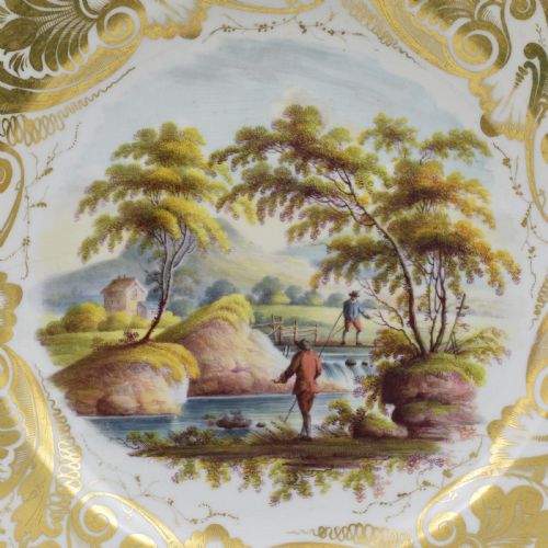 fig 1. Derby Porcelain Dessert Plate George Robertson Landscape View In Wales