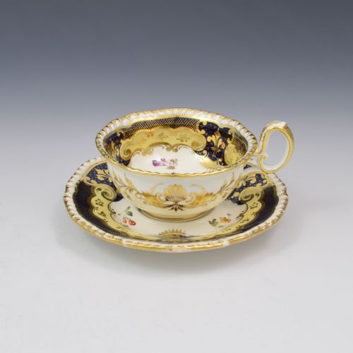 H & R Daniel Porcelain Second Gadroon Tea Cup & Saucer Pattern 4058 C.1825