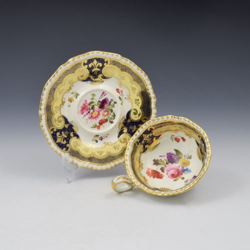 fig 1. H & R Daniel Porcelain Second Gadroon Tea Cup & Saucer Pattern 4058 c.1825
